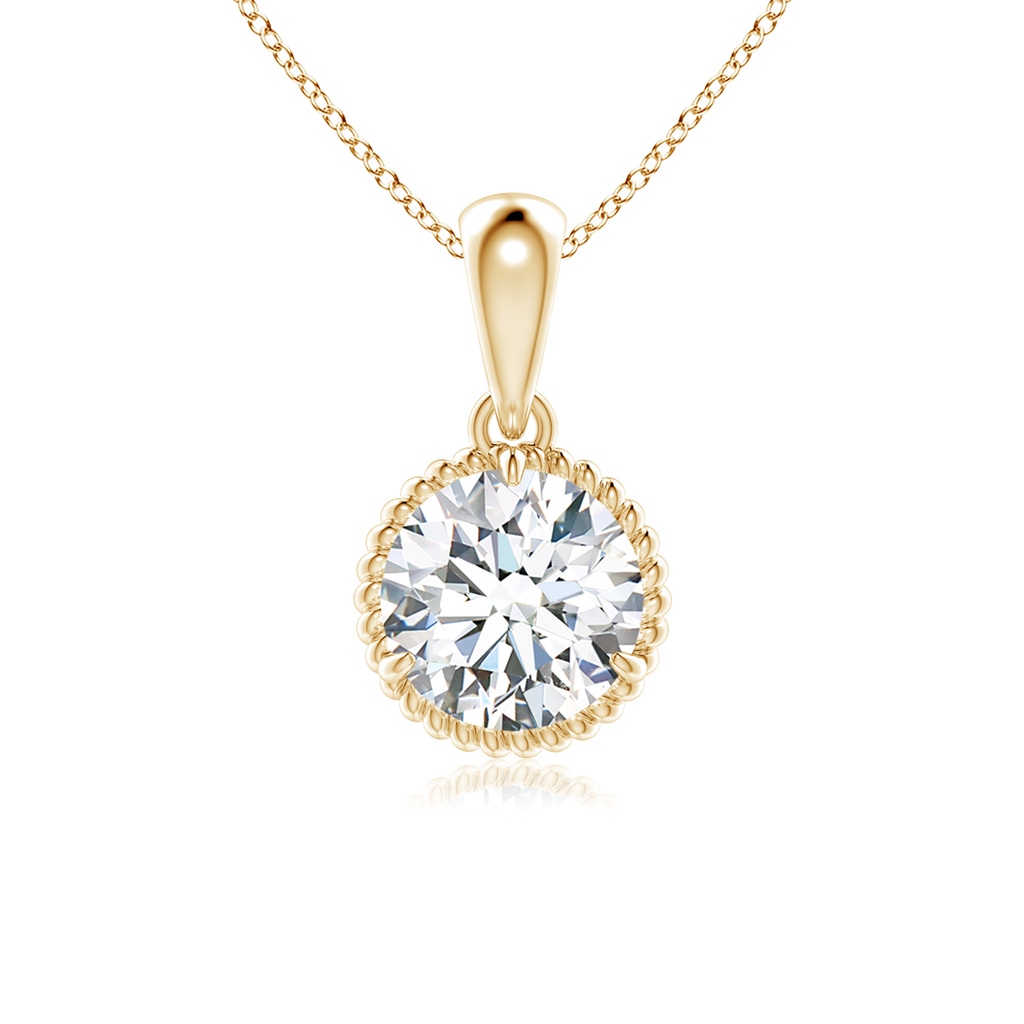 5.1mm FGVS Lab-Grown Rope-Framed Claw-Set Diamond Solitaire Pendant in Yellow Gold