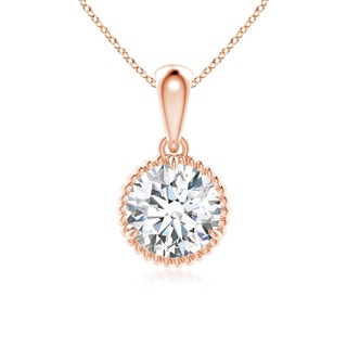 6.4mm FGVS Lab-Grown Rope-Framed Claw-Set Diamond Solitaire Pendant in Rose Gold