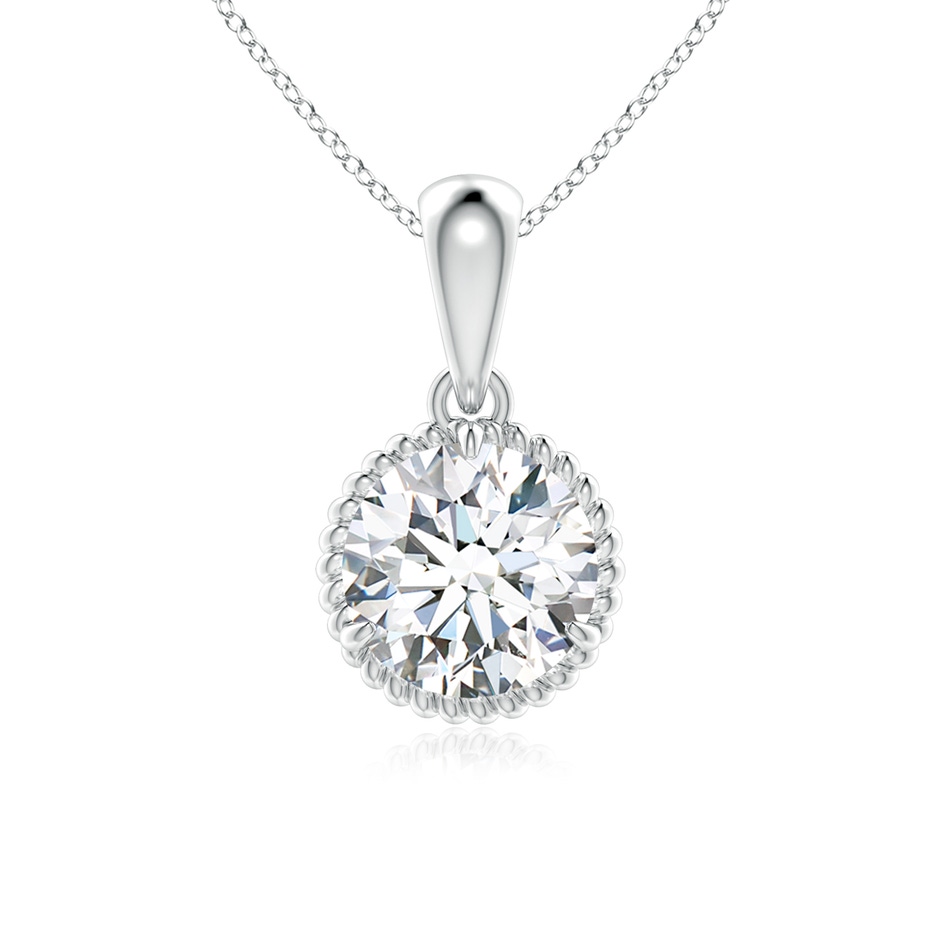 6.4mm FGVS Lab-Grown Rope-Framed Claw-Set Diamond Solitaire Pendant in White Gold 