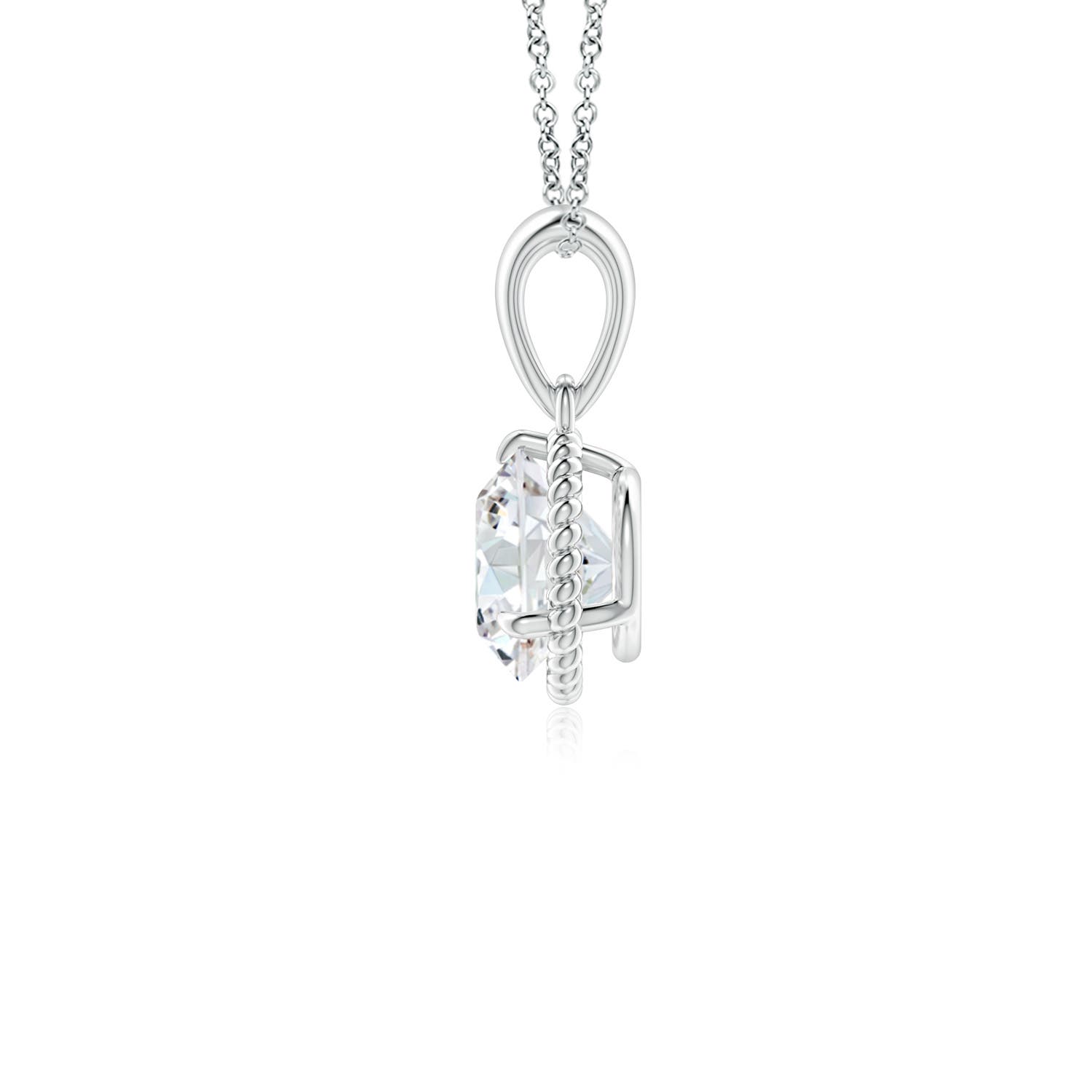 6.4mm FGVS Lab-Grown Rope-Framed Claw-Set Diamond Solitaire Pendant in White Gold