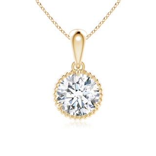 6.4mm FGVS Lab-Grown Rope-Framed Claw-Set Diamond Solitaire Pendant in Yellow Gold