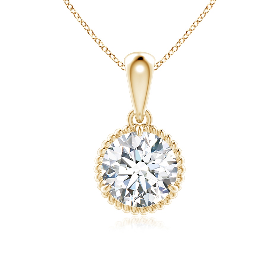 6.4mm FGVS Lab-Grown Rope-Framed Claw-Set Diamond Solitaire Pendant in Yellow Gold 