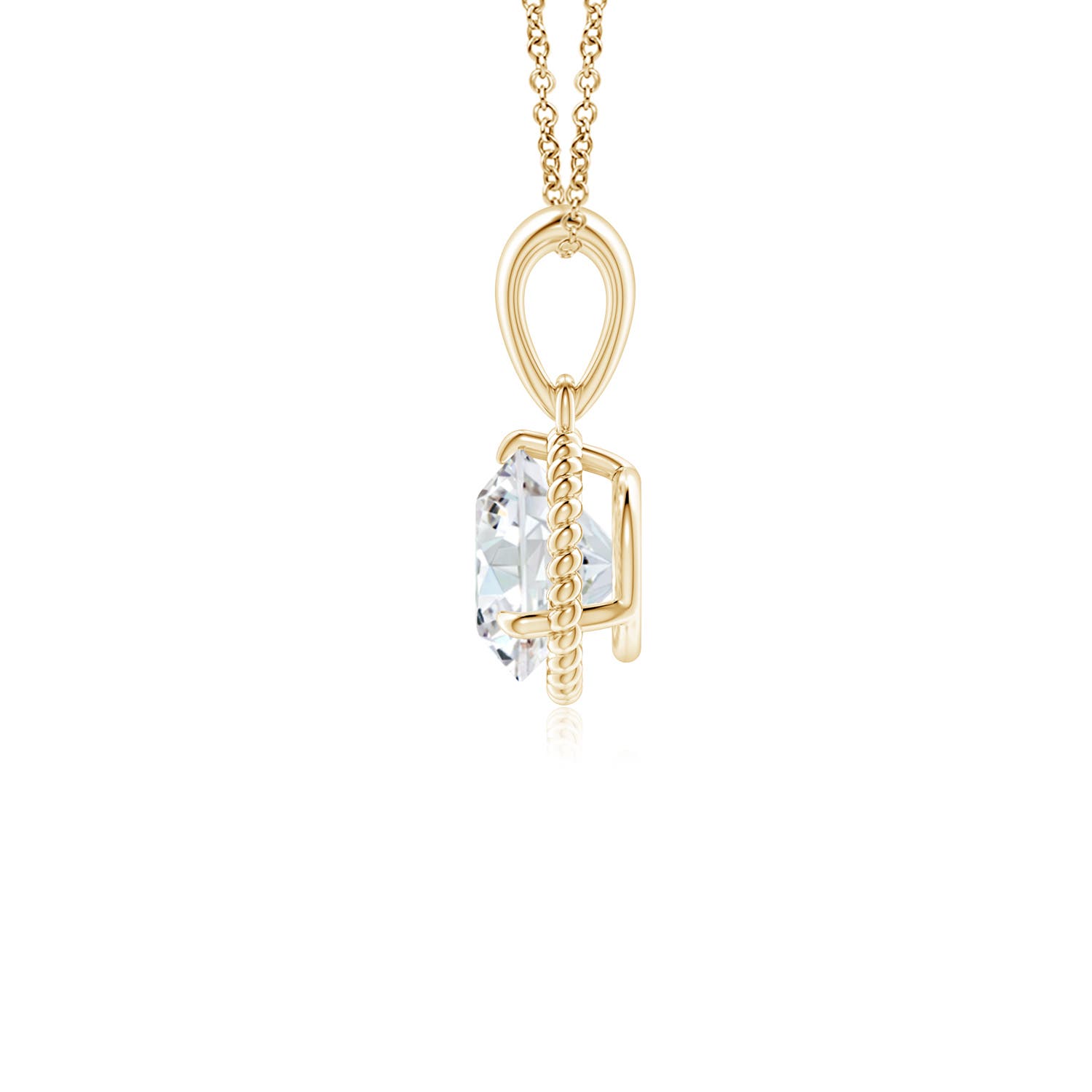 6.4mm FGVS Lab-Grown Rope-Framed Claw-Set Diamond Solitaire Pendant in Yellow Gold - side 3