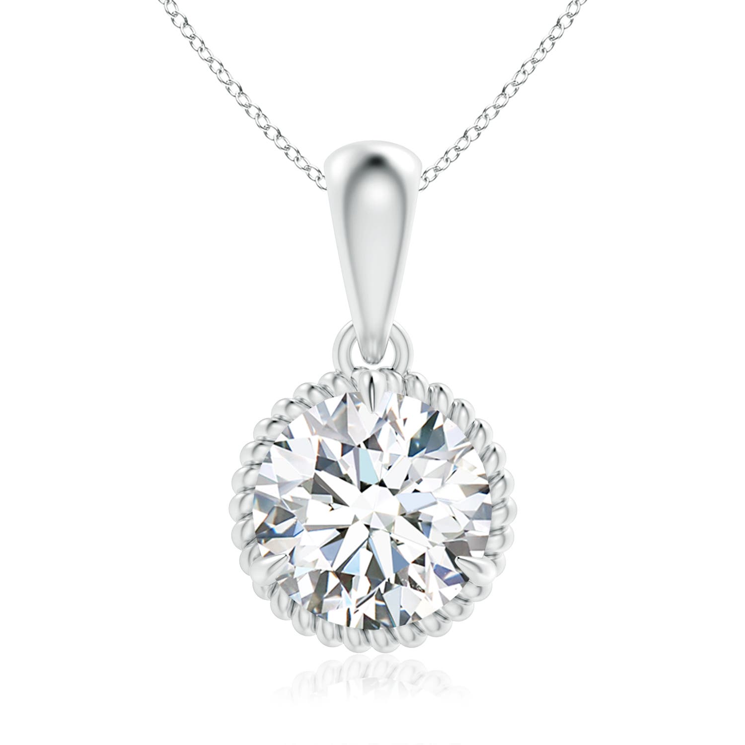 8.1mm FGVS Lab-Grown Rope-Framed Claw-Set Diamond Solitaire Pendant in S999 Silver