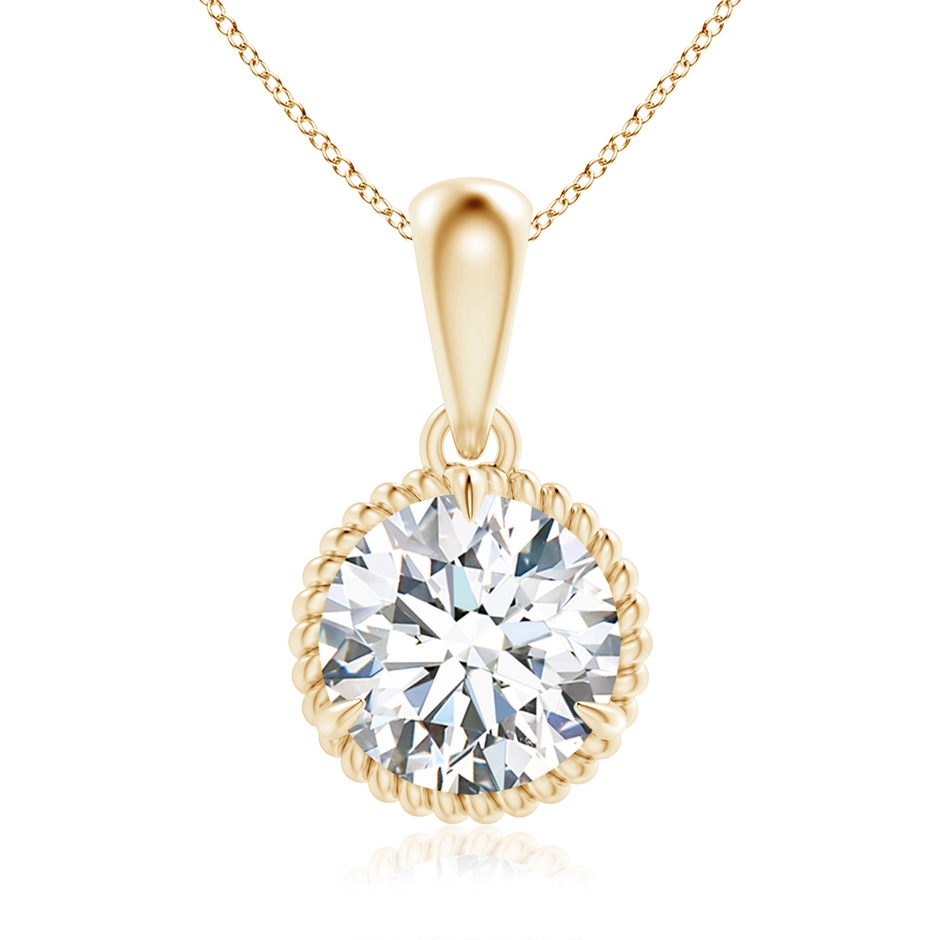 8.1mm FGVS Lab-Grown Rope-Framed Claw-Set Diamond Solitaire Pendant in Yellow Gold 