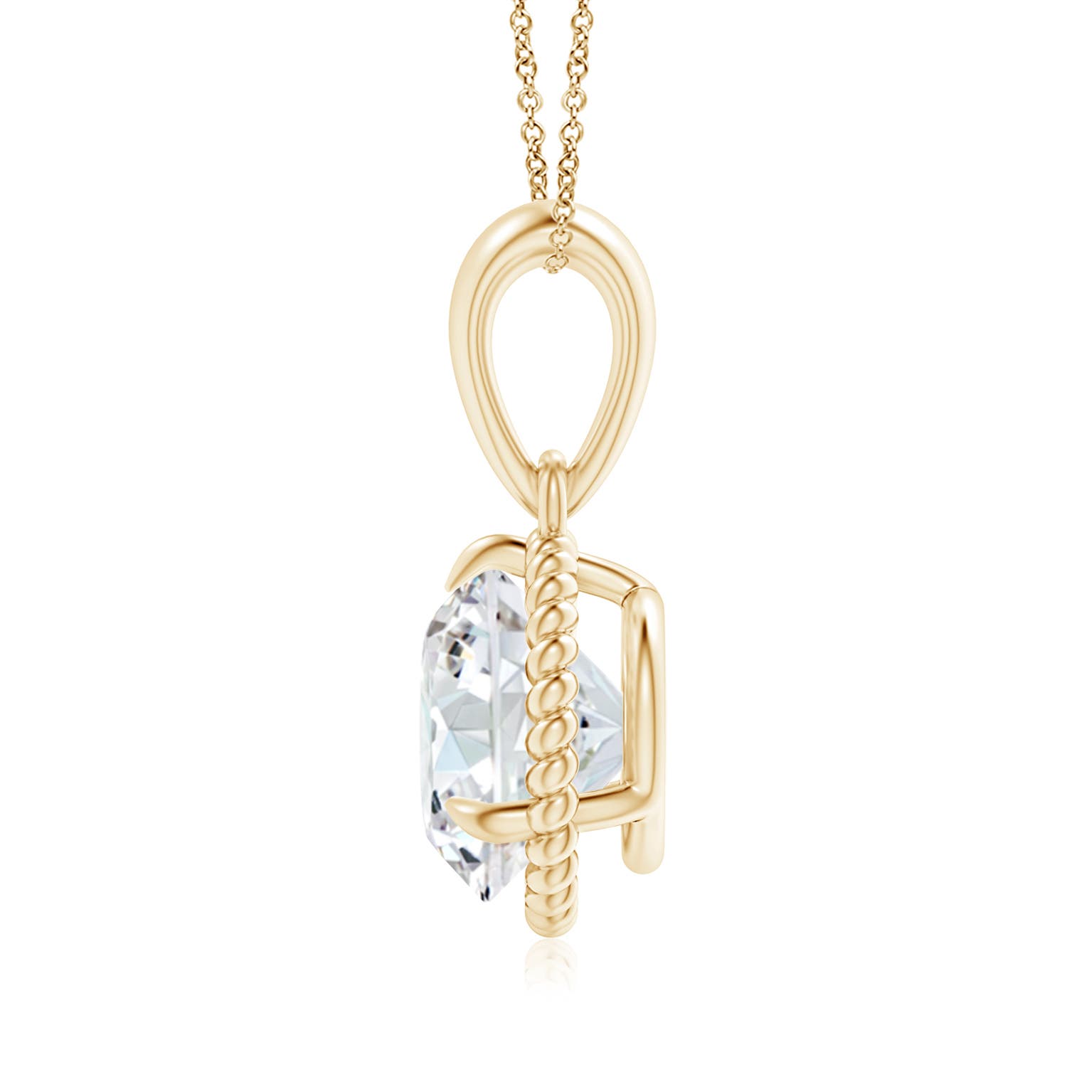 8.1mm FGVS Lab-Grown Rope-Framed Claw-Set Diamond Solitaire Pendant in Yellow Gold