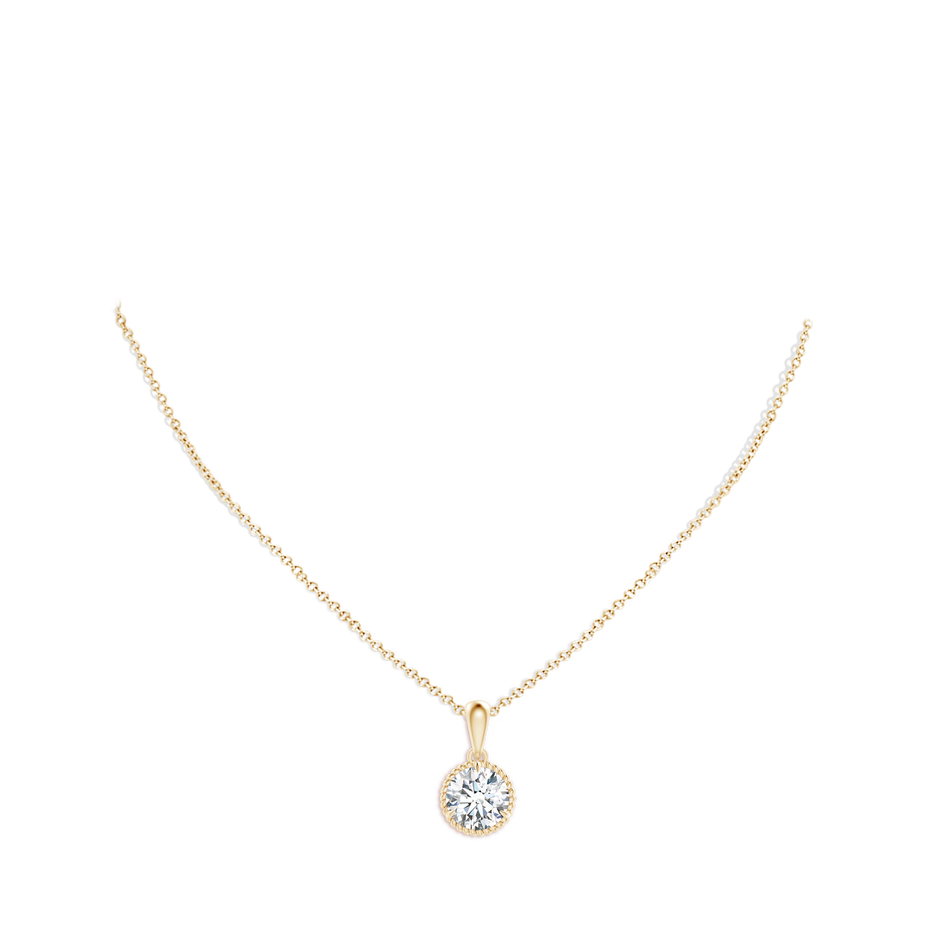 8.1mm FGVS Lab-Grown Rope-Framed Claw-Set Diamond Solitaire Pendant in Yellow Gold pen