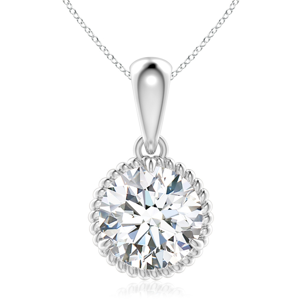 9.2mm FGVS Lab-Grown Rope-Framed Claw-Set Diamond Solitaire Pendant in S999 Silver