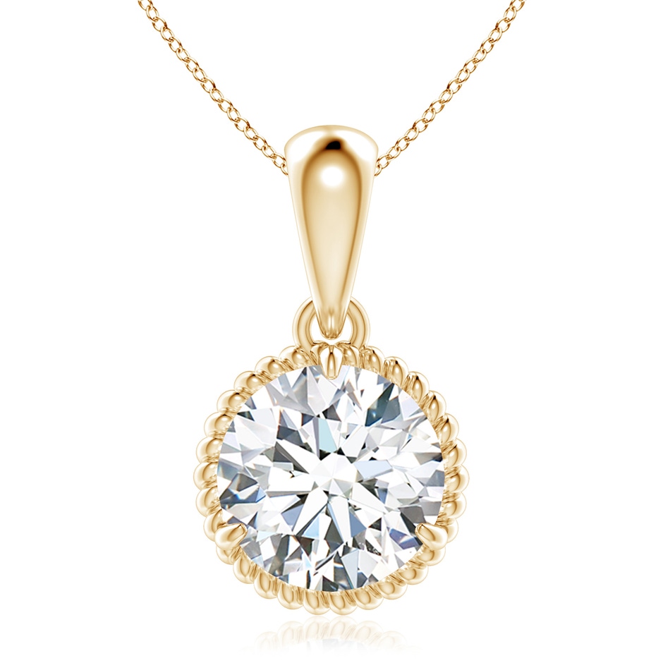 9.2mm FGVS Lab-Grown Rope-Framed Claw-Set Diamond Solitaire Pendant in Yellow Gold 