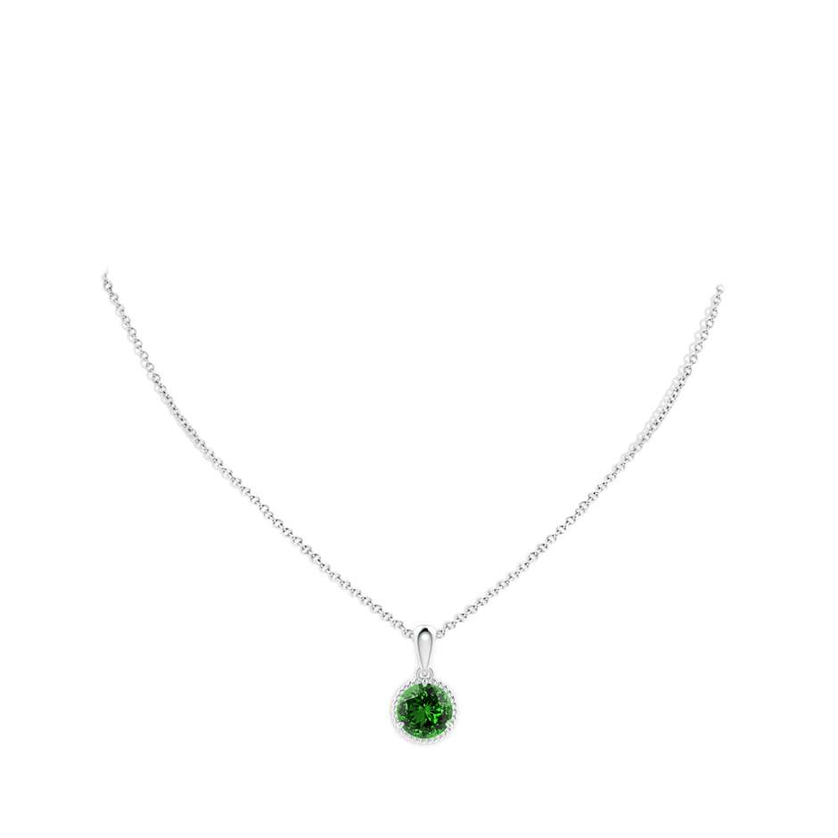 10mm Labgrown Lab-Grown Rope-Framed Claw-Set Emerald Solitaire Pendant in S999 Silver pen