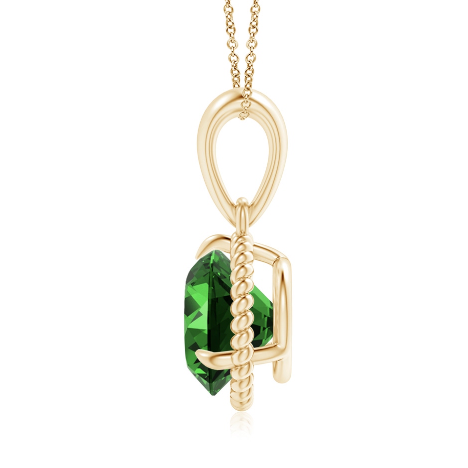 8mm Labgrown Lab-Grown Rope-Framed Claw-Set Emerald Solitaire Pendant in Yellow Gold side 199