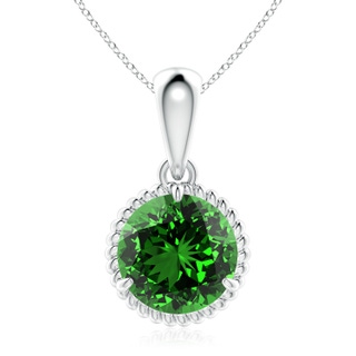 9mm Labgrown Lab-Grown Rope-Framed Claw-Set Emerald Solitaire Pendant in P950 Platinum