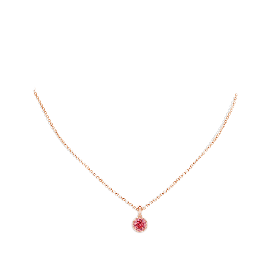 5.1mm Labgrown Rope-Framed Claw-Set Lab-Grown Fancy Intense Pink Diamond Solitaire Pendant in 18K Rose Gold pen