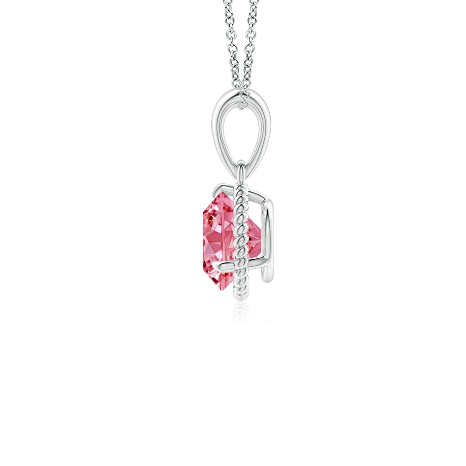 6.4mm Labgrown Rope-Framed Claw-Set Lab-Grown Fancy Intense Pink Diamond Solitaire Pendant in White Gold side 199