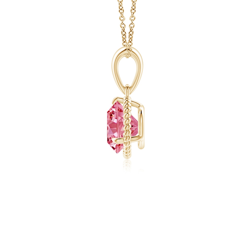 6.4mm Labgrown Rope-Framed Claw-Set Lab-Grown Fancy Intense Pink Diamond Solitaire Pendant in Yellow Gold side 199