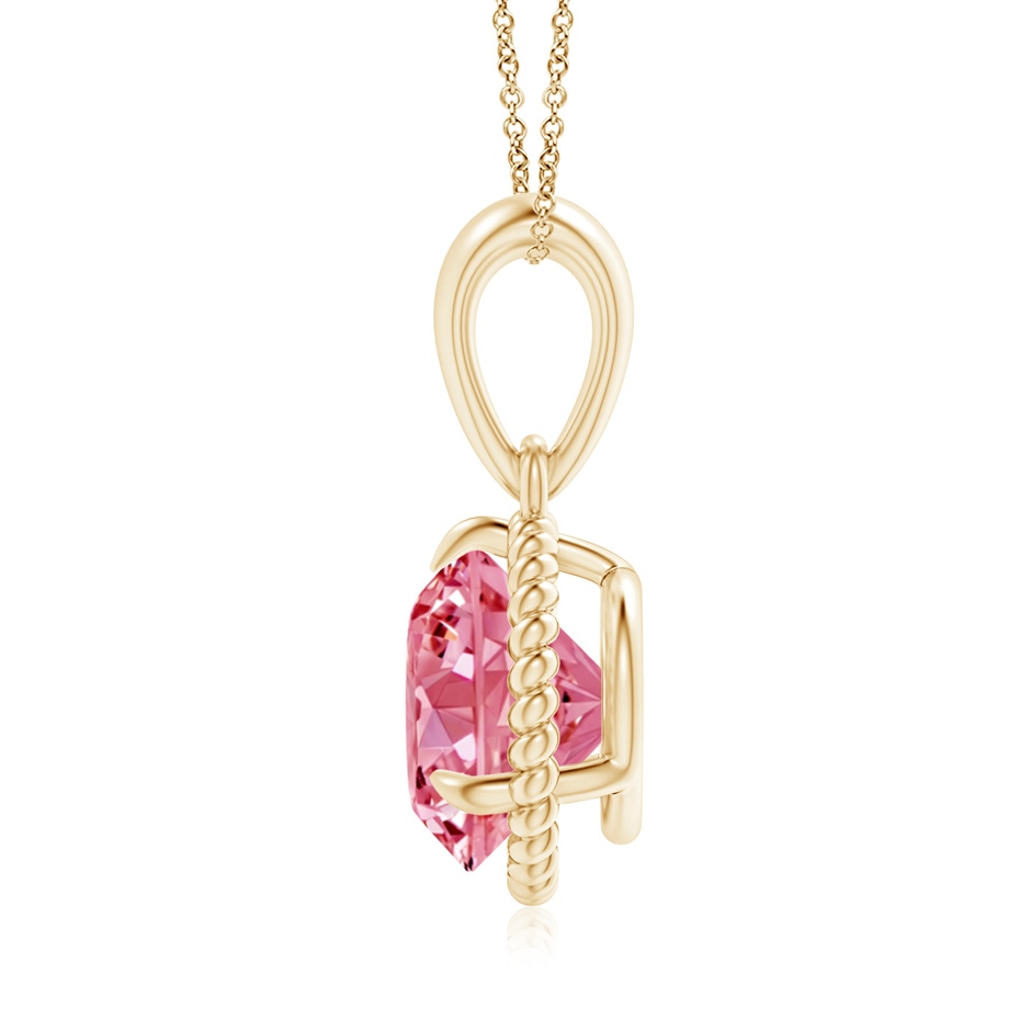 8.1mm Labgrown Rope-Framed Claw-Set Lab-Grown Fancy Intense Pink Diamond Solitaire Pendant in Yellow Gold side 199