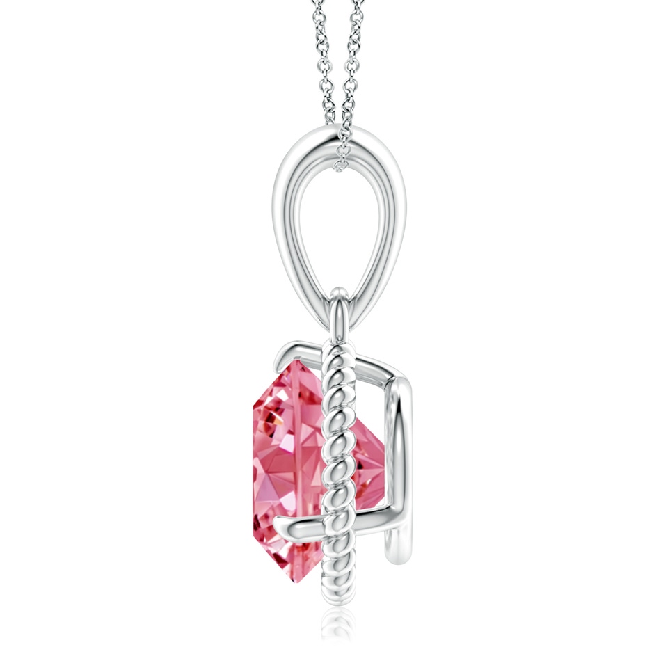 9.2mm Labgrown Rope-Framed Claw-Set Lab-Grown Fancy Intense Pink Diamond Solitaire Pendant in White Gold side 199