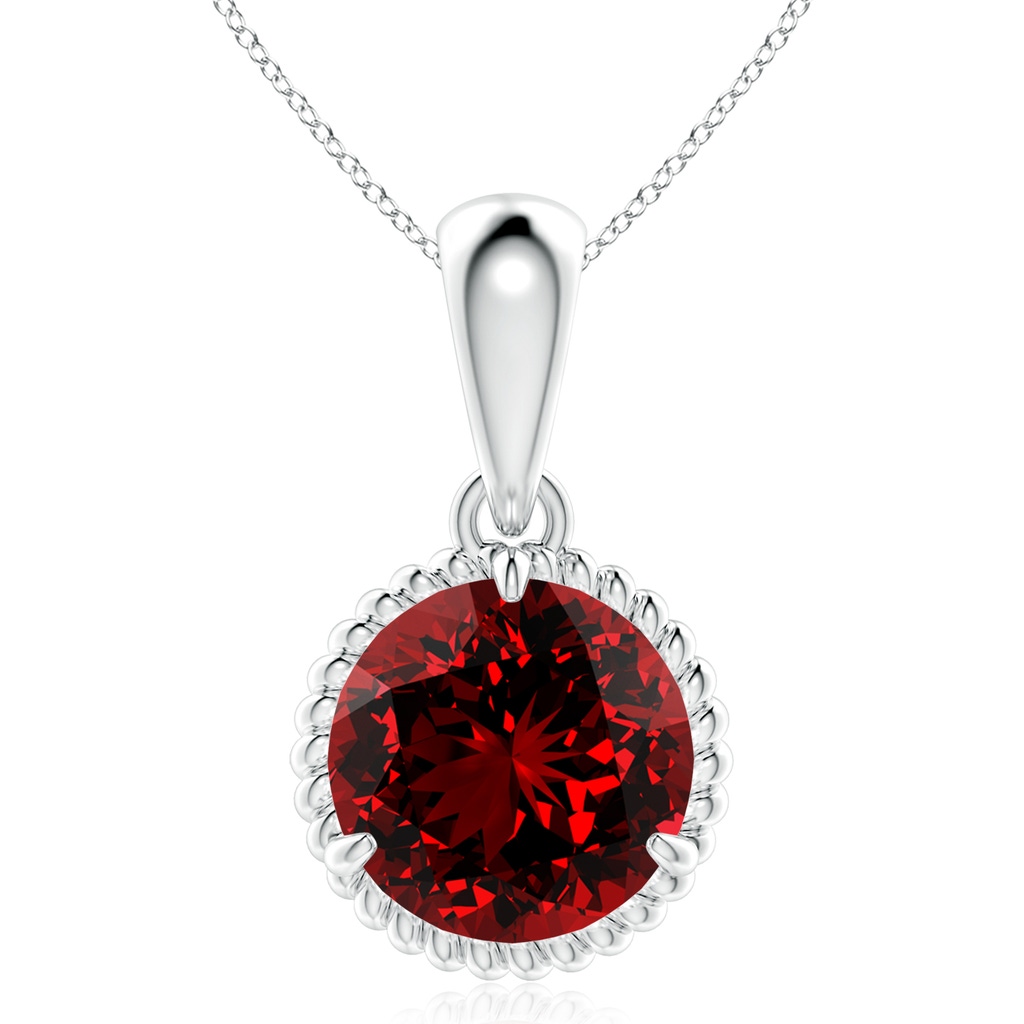 10mm Labgrown Lab-Grown Rope-Framed Claw-Set Ruby Solitaire Pendant in P950 Platinum
