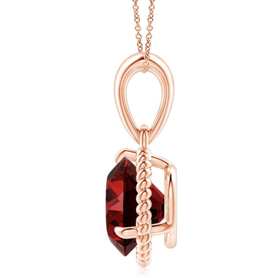 10mm Labgrown Lab-Grown Rope-Framed Claw-Set Ruby Solitaire Pendant in Rose Gold side 199