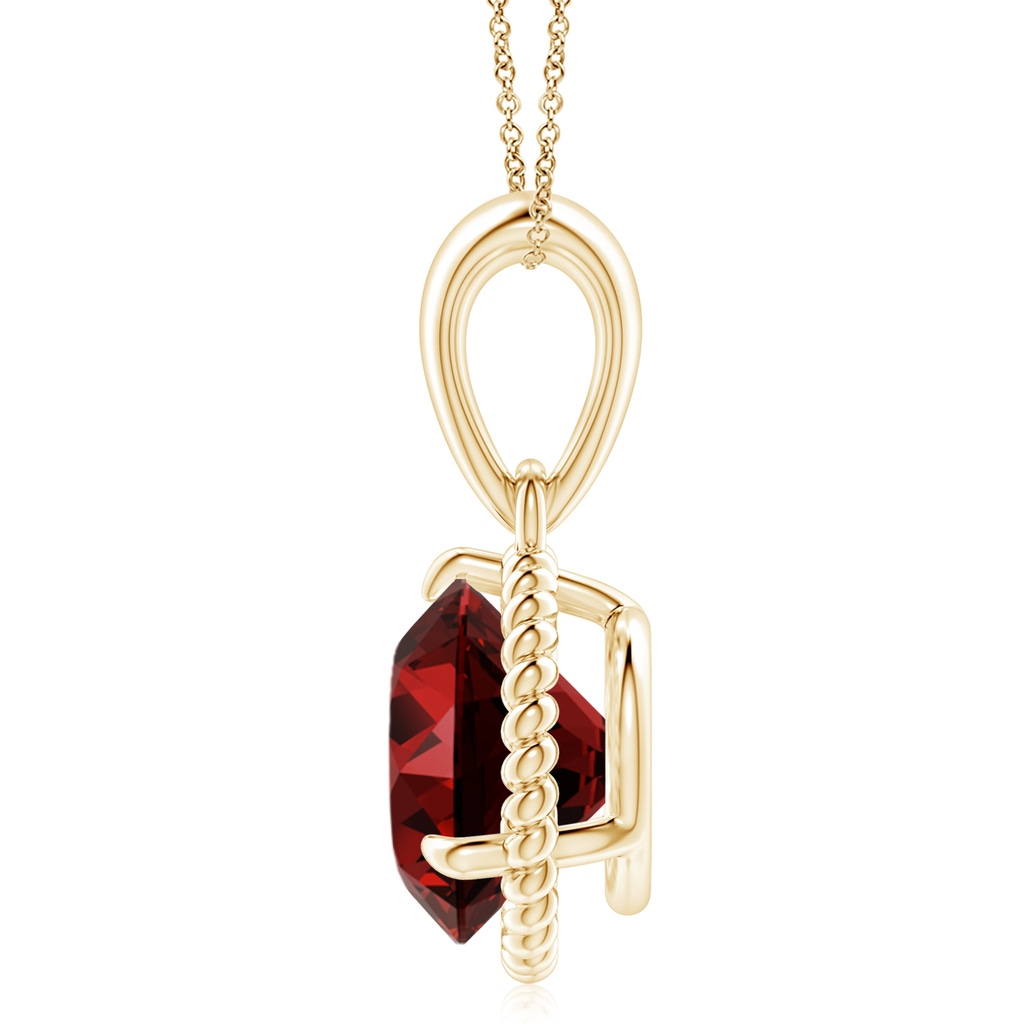 10mm Labgrown Lab-Grown Rope-Framed Claw-Set Ruby Solitaire Pendant in Yellow Gold - side 199