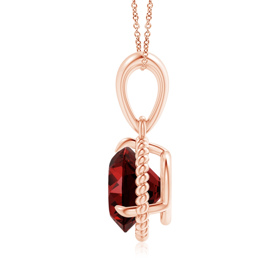 8mm Labgrown Lab-Grown Rope-Framed Claw-Set Ruby Solitaire Pendant in Rose Gold side 199