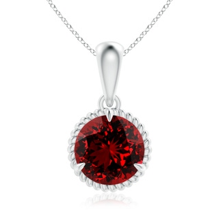 8mm Labgrown Lab-Grown Rope-Framed Claw-Set Ruby Solitaire Pendant in S999 Silver