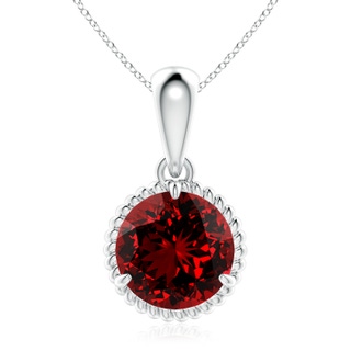 9mm Labgrown Lab-Grown Rope-Framed Claw-Set Ruby Solitaire Pendant in P950 Platinum