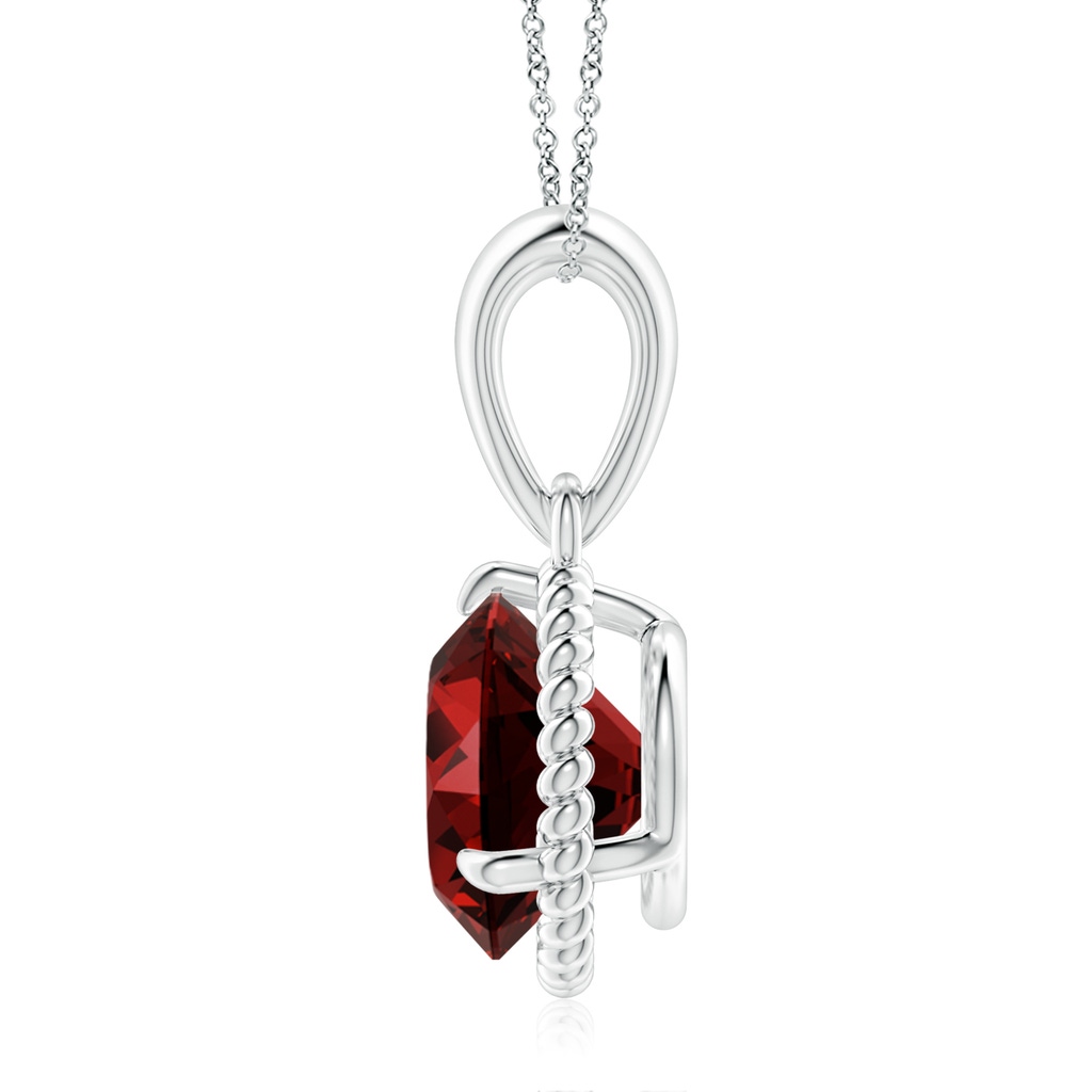 9mm Labgrown Lab-Grown Rope-Framed Claw-Set Ruby Solitaire Pendant in White Gold - side 199