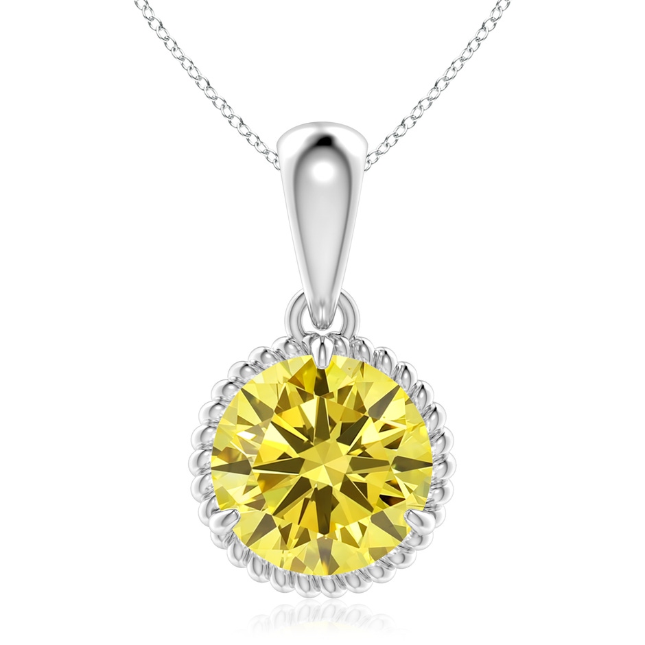 9.2mm Labgrown Rope-Framed Claw-Set Lab-Grown Fancy Intense Yellow Diamond Solitaire Pendant in P950 Platinum 
