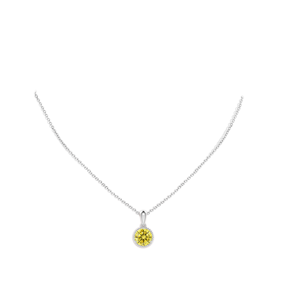 9.2mm Labgrown Rope-Framed Claw-Set Lab-Grown Fancy Intense Yellow Diamond Solitaire Pendant in P950 Platinum pen