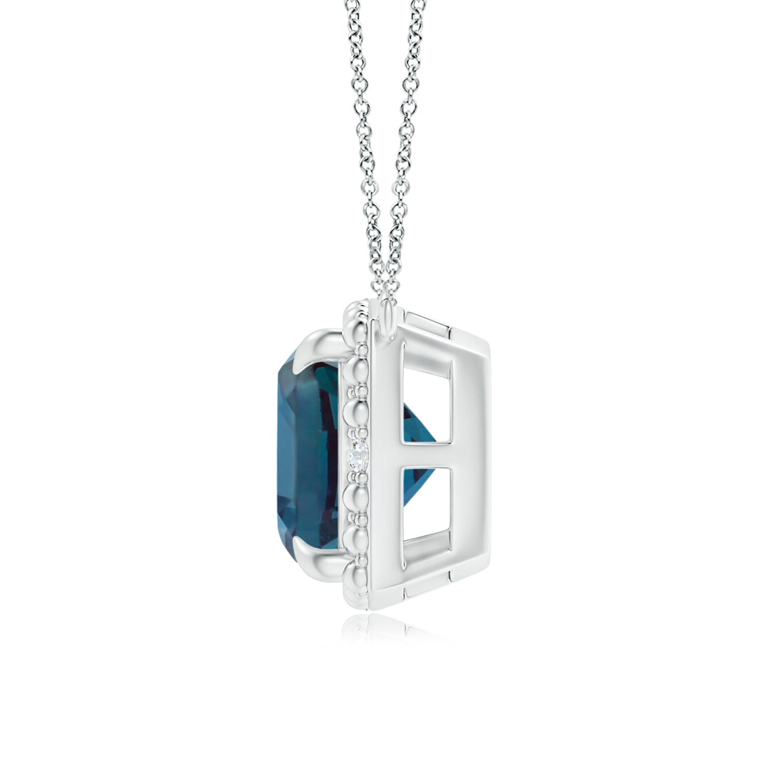 8mm Labgrown Claw-Set Lab-Grown Alexandrite Beaded Halo Necklace in P950 Platinum