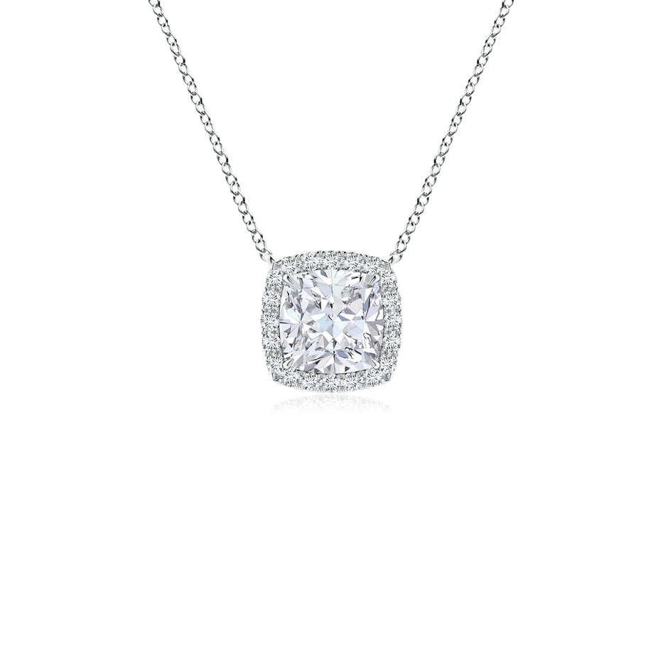 5mm FGVS Lab-Grown Cushion Diamond Halo Pendant with Filigree in P950 Platinum 