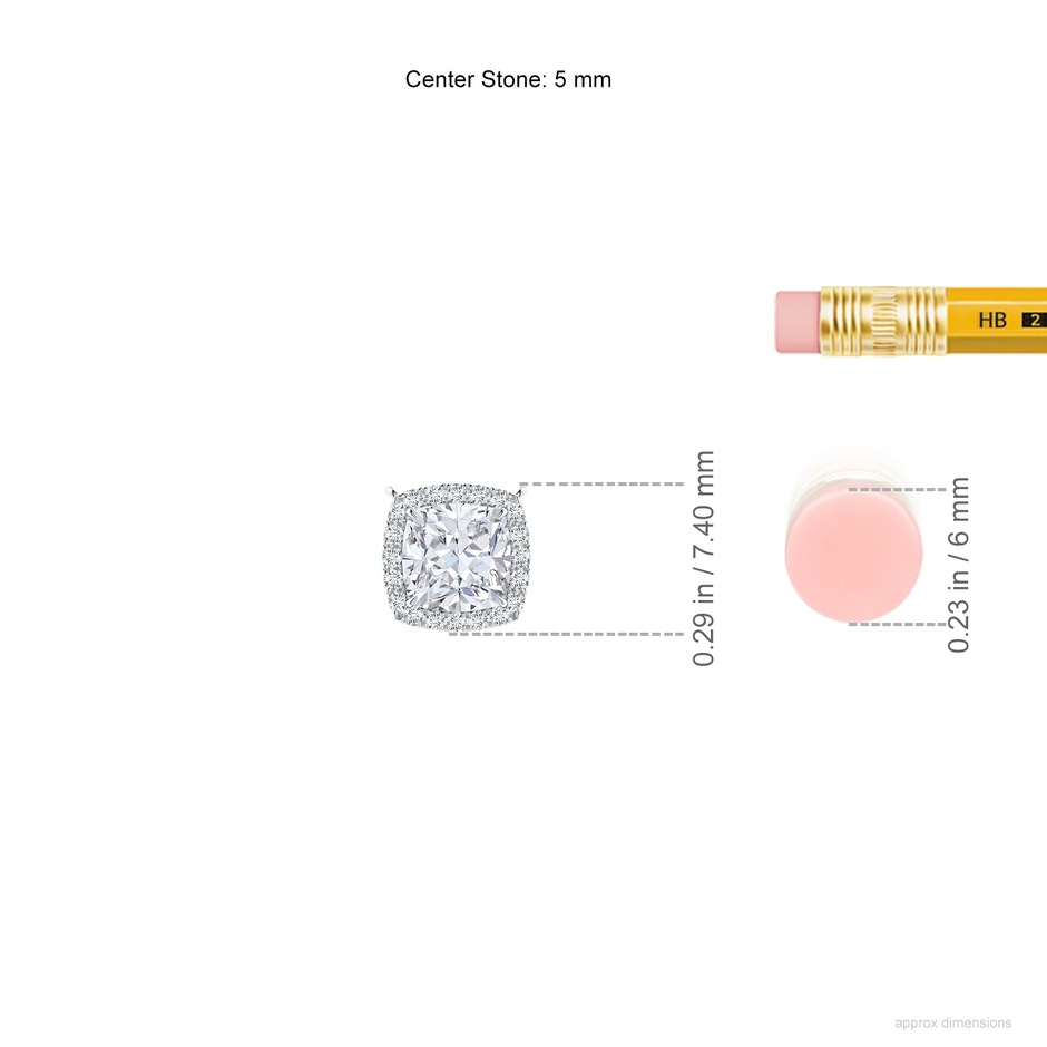 5mm FGVS Lab-Grown Cushion Diamond Halo Pendant with Filigree in S999 Silver ruler