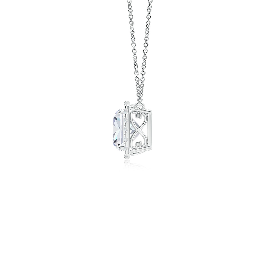 5mm FGVS Lab-Grown Cushion Diamond Halo Pendant with Filigree in White Gold side 199