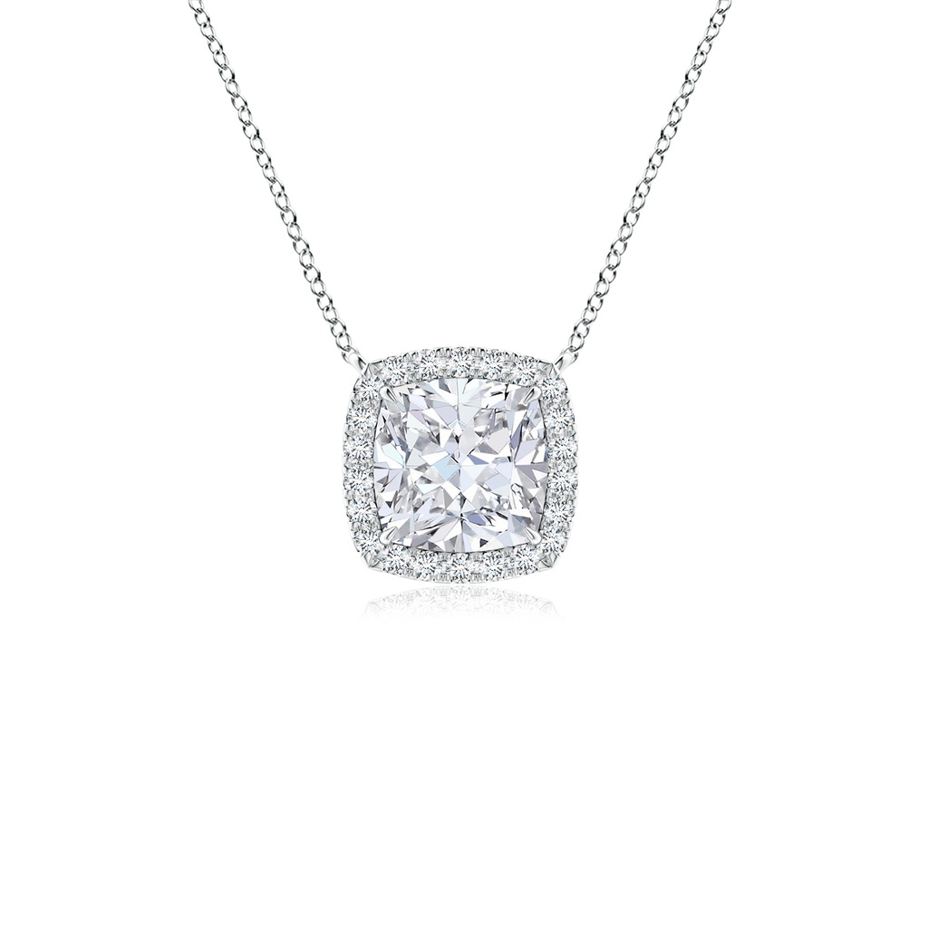 6mm FGVS Lab-Grown Cushion Diamond Halo Pendant with Filigree in P950 Platinum