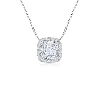 6mm FGVS Lab-Grown Cushion Diamond Halo Pendant with Filigree in S999 Silver