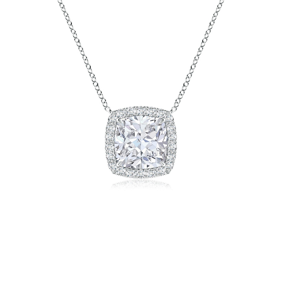 6mm FGVS Lab-Grown Cushion Diamond Halo Pendant with Filigree in S999 Silver 
