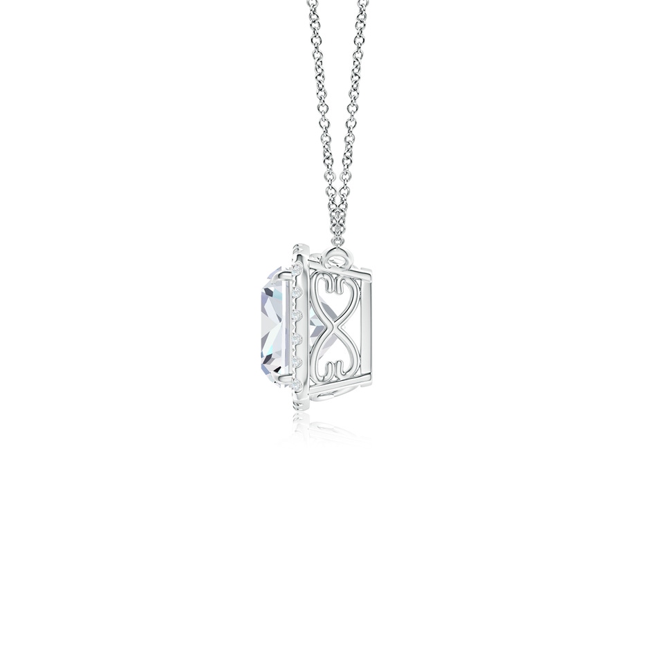 6mm FGVS Lab-Grown Cushion Diamond Halo Pendant with Filigree in White Gold side 199