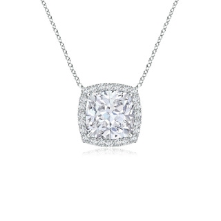 7mm FGVS Lab-Grown Cushion Diamond Halo Pendant with Filigree in P950 Platinum