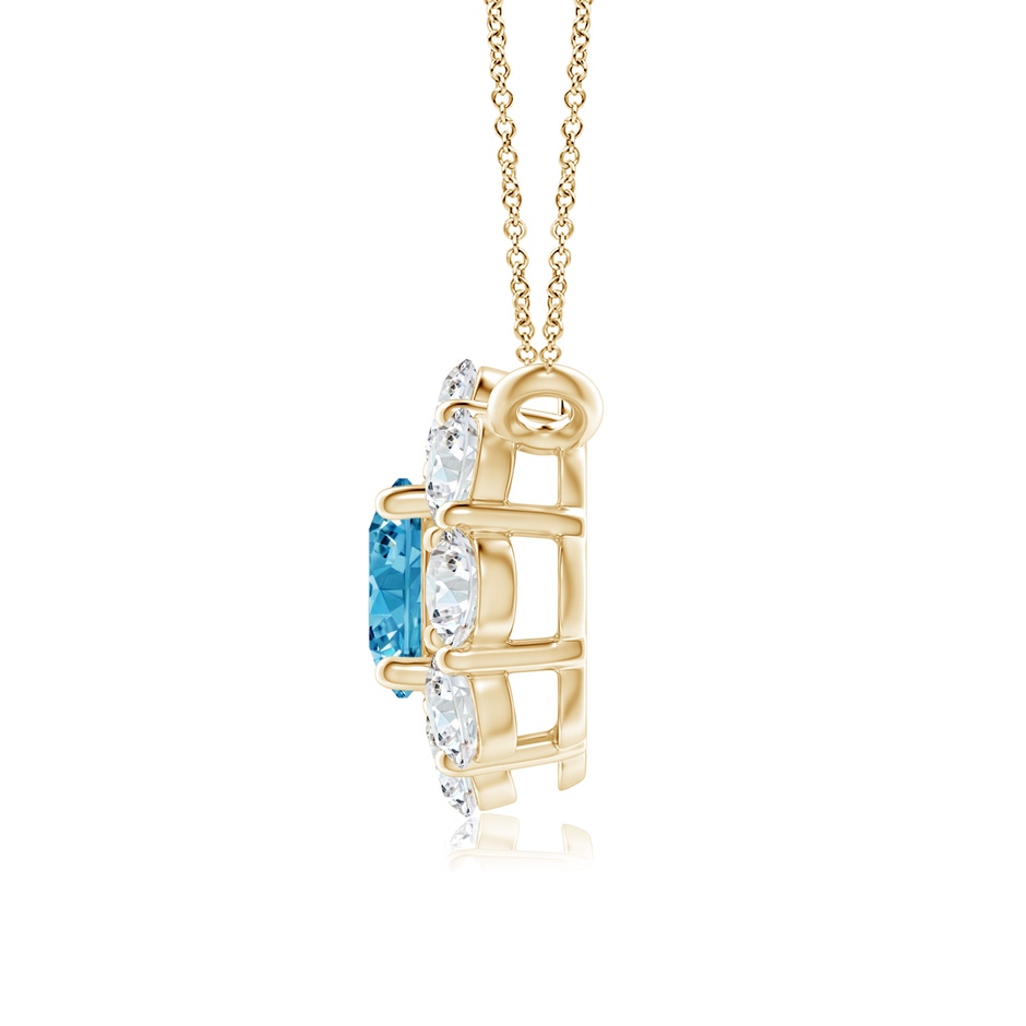 4.6mm Labgrown Prong-Set Round Lab-Grown Fancy Intense Blue Diamond Halo Pendant in Yellow Gold side 199