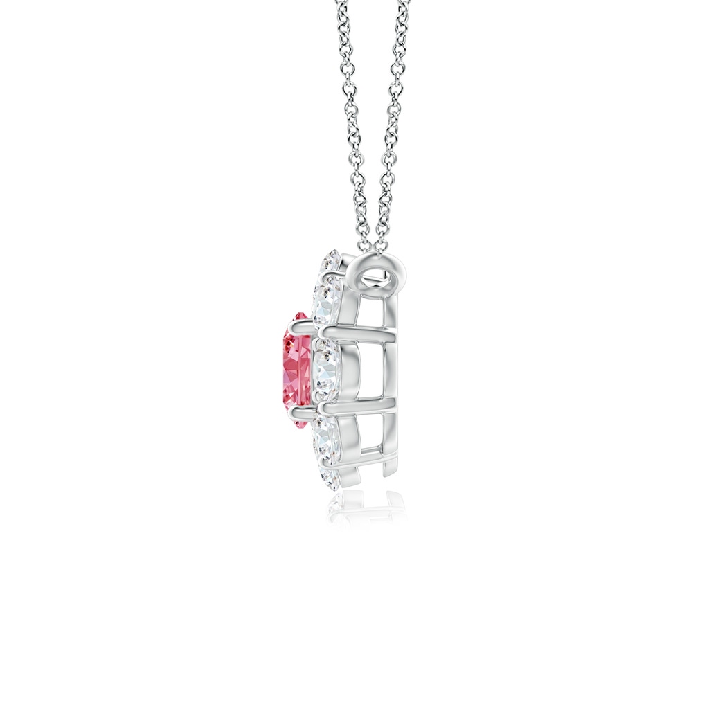 3.5mm Labgrown Prong-Set Round Lab-Grown Fancy Intense Pink Diamond Halo Pendant in P950 Platinum - side 199