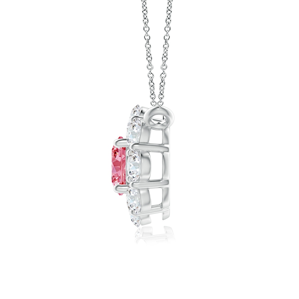 4.2mm Labgrown Prong-Set Round Lab-Grown Fancy Intense Pink Diamond Halo Pendant in White Gold - side 199