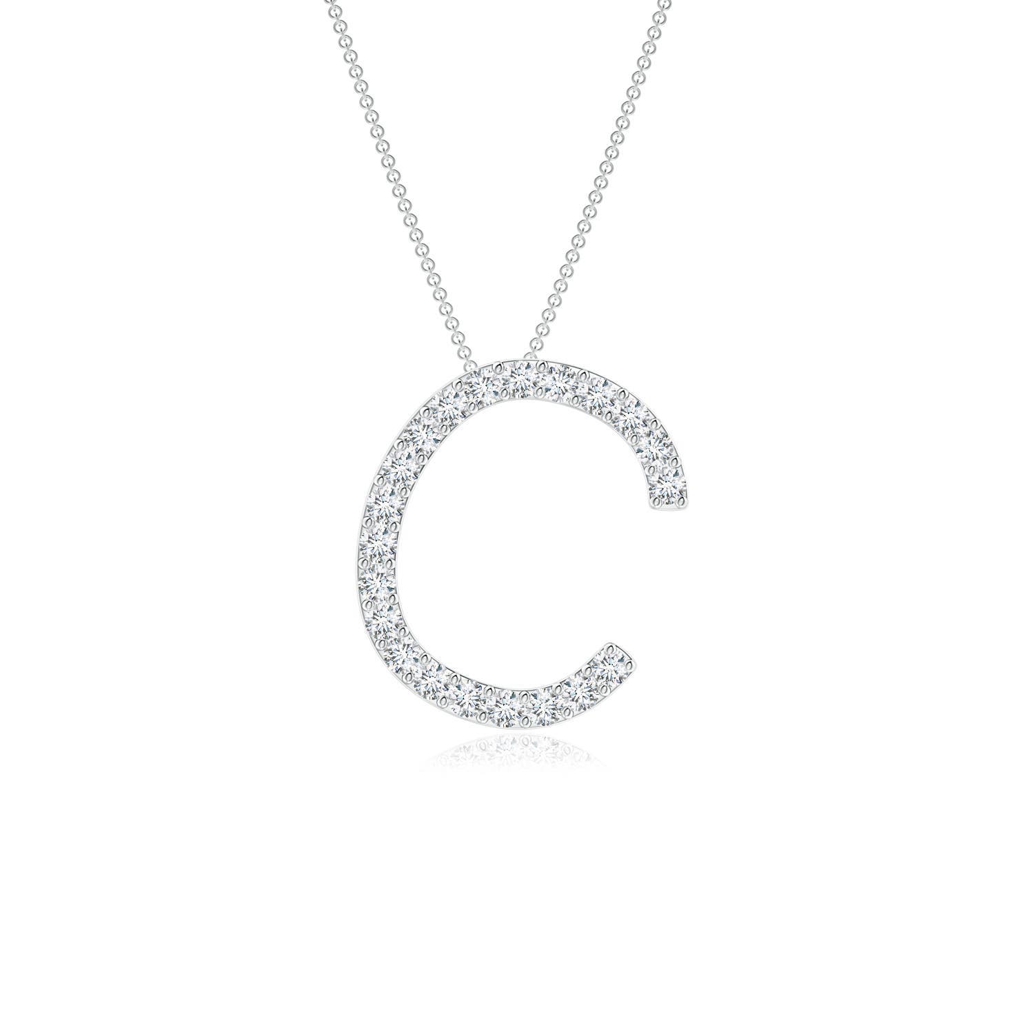 1.2mm FGVS Prong-Set Lab-Grown Diamond Capital "C" Initial Pendant in White Gold