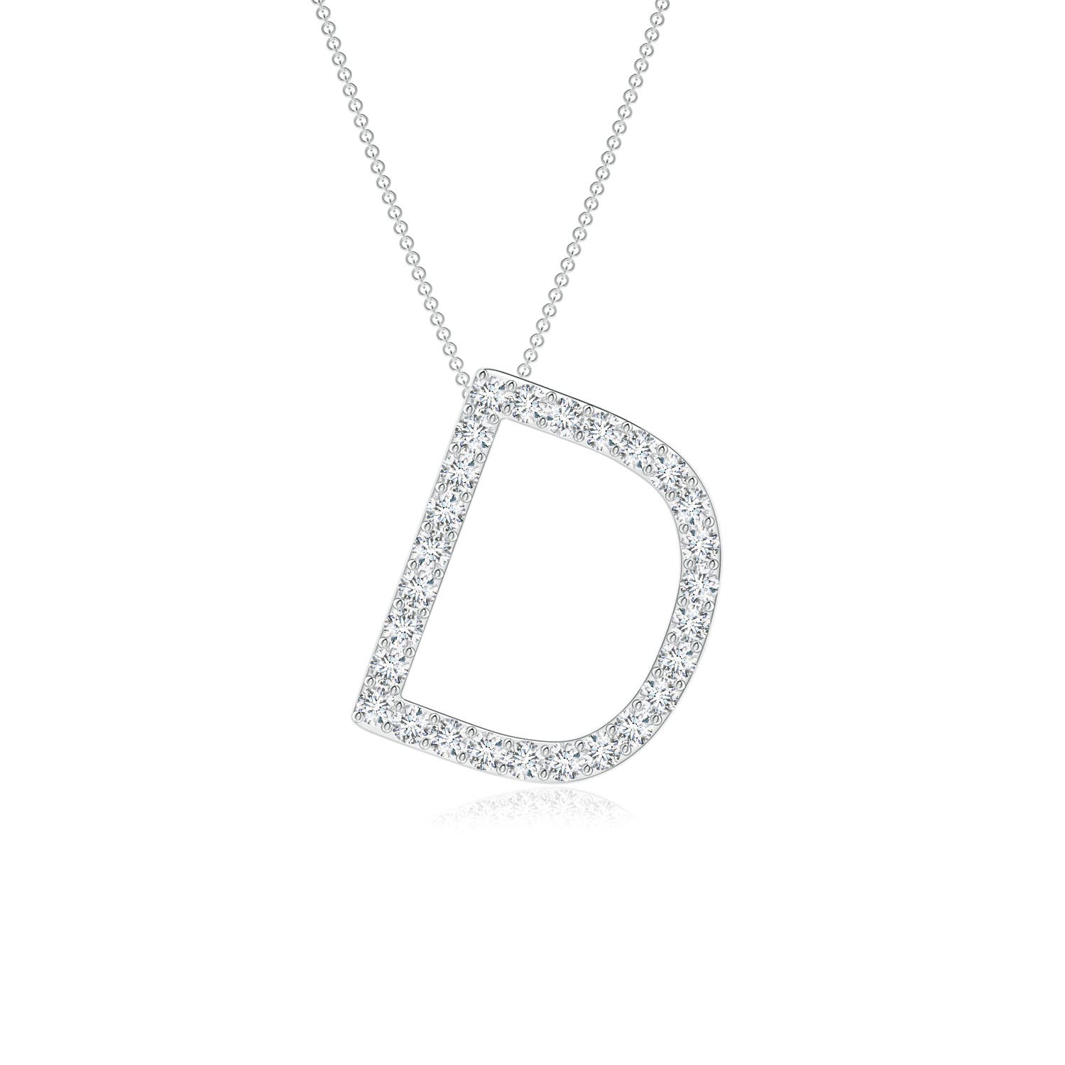 1.2mm FGVS Lab-Grown Prong-Set Diamond Capital "D" Initial Pendant in 18CT White Gold