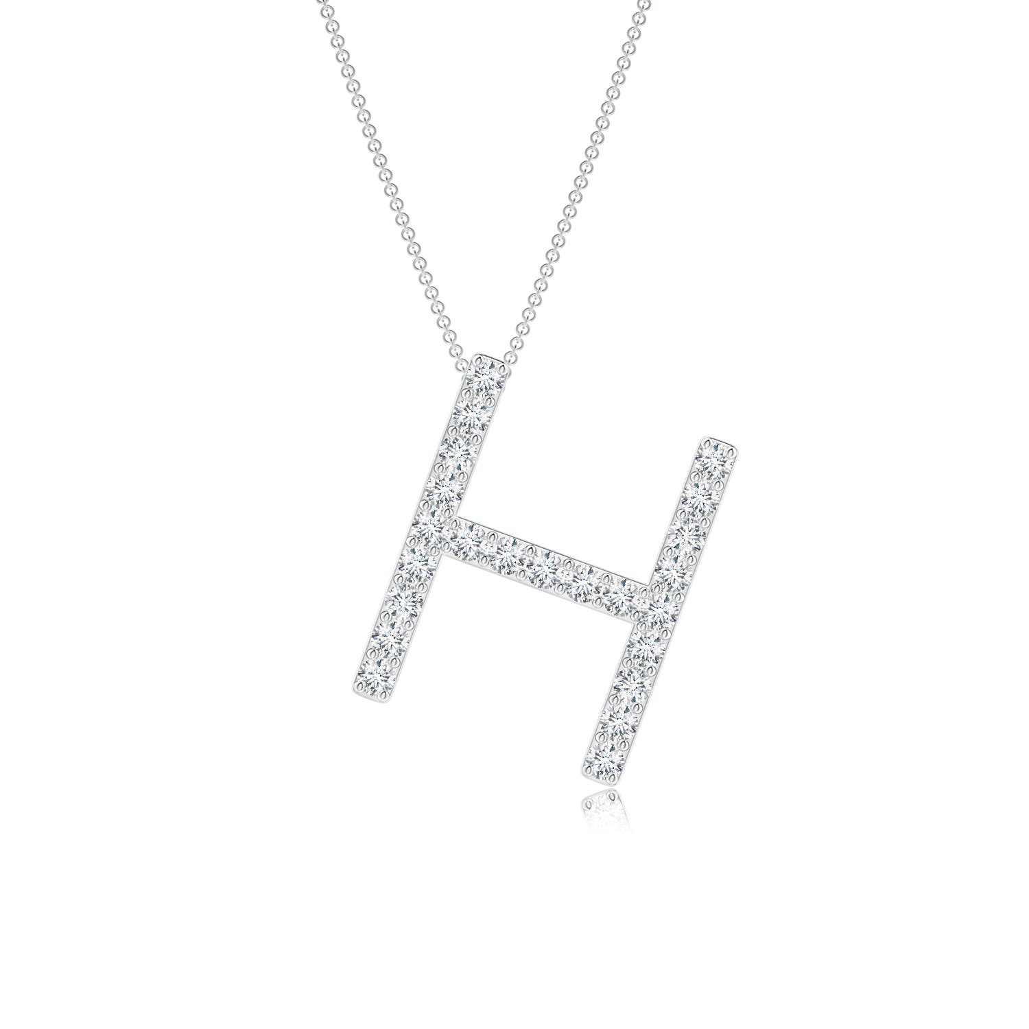 1.2mm FGVS Lab-Grown Prong-Set Diamond Capital "H" Initial Pendant in 18K White Gold