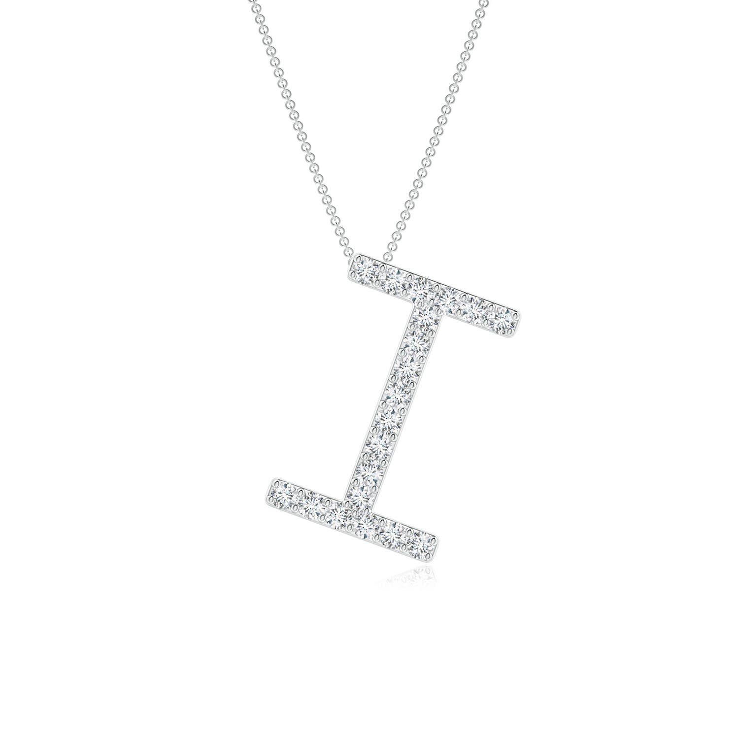 1.2mm FGVS Lab-Grown Prong-Set Diamond Capital "I" Initial Pendant in 18K White Gold
