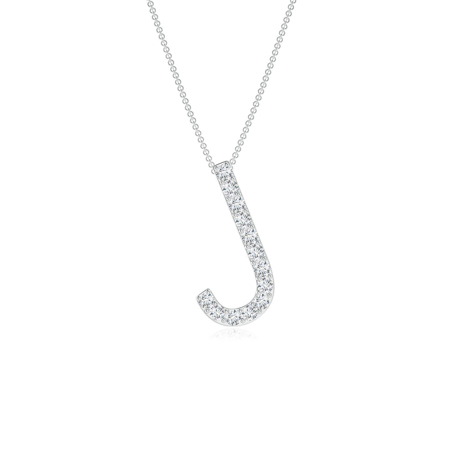 1.2mm FGVS Prong-Set Lab-Grown Diamond Capital "J" Initial Pendant in White Gold
