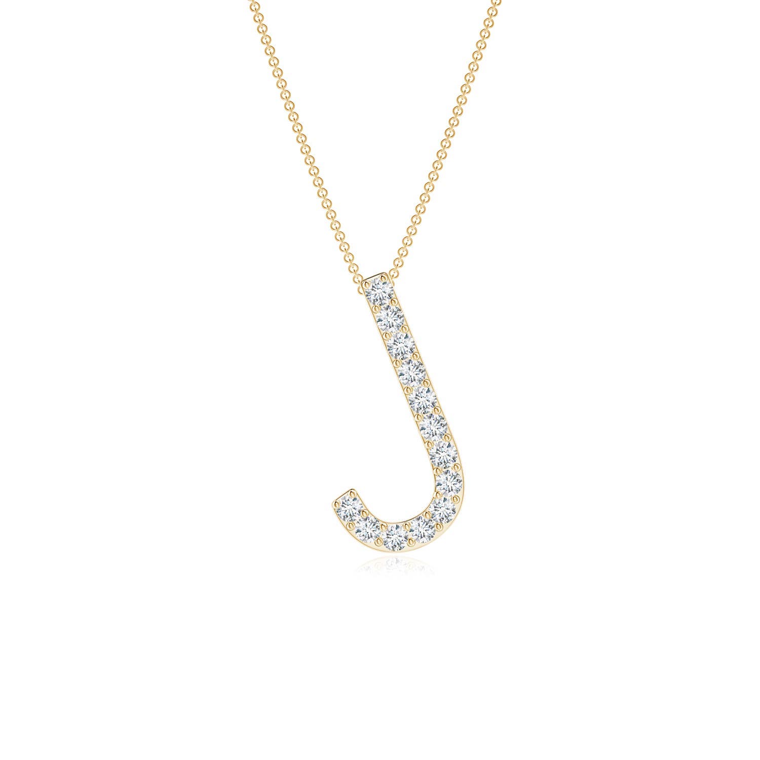 1.2mm FGVS Prong-Set Lab-Grown Diamond Capital "J" Initial Pendant in Yellow Gold