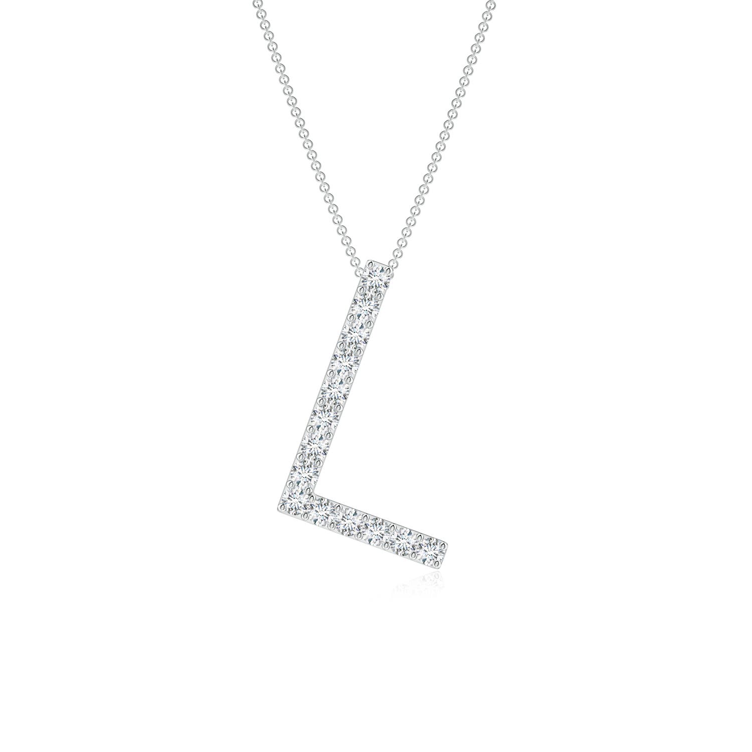 1.2mm FGVS Lab-Grown Prong-Set Diamond Capital "L" Initial Pendant in 18CT White Gold