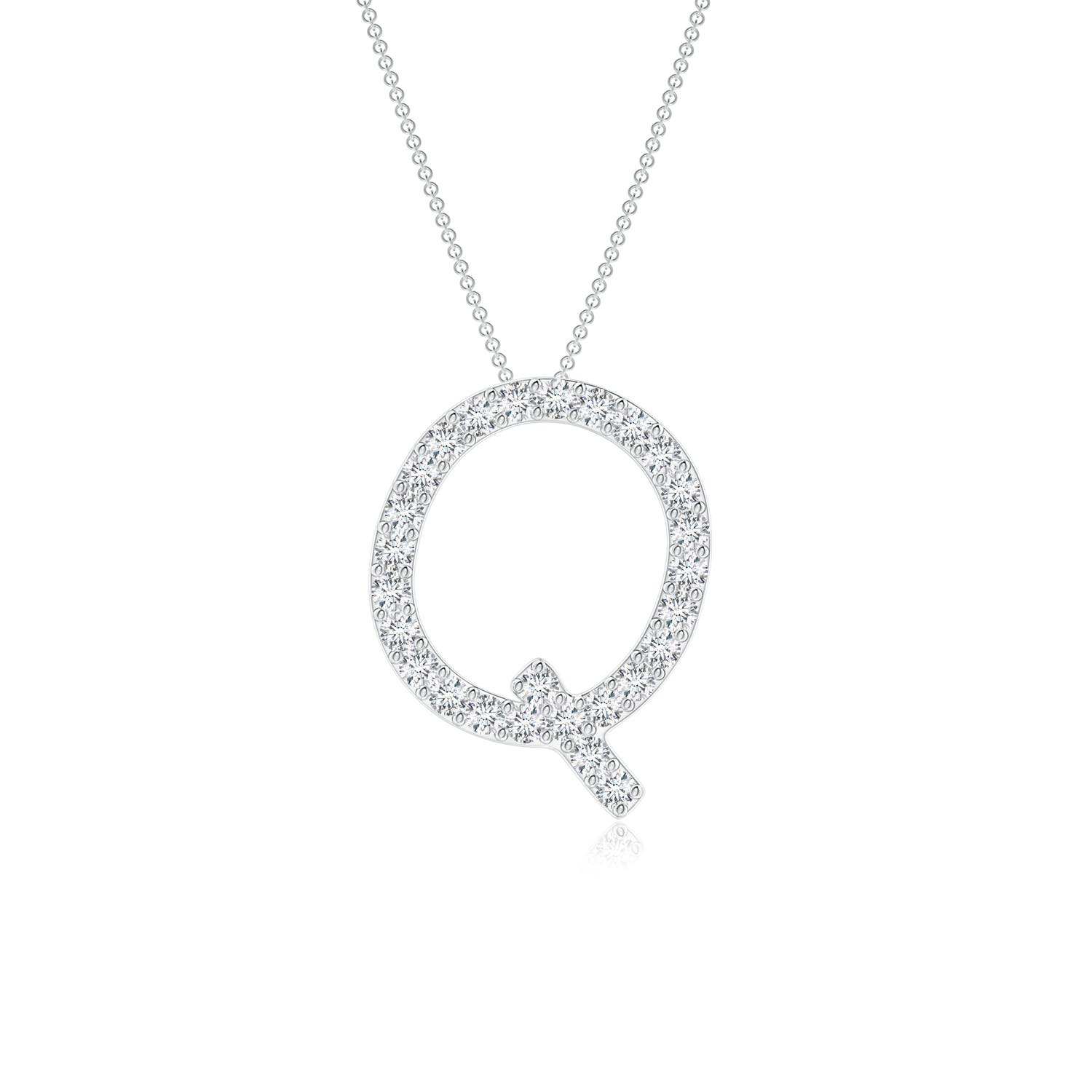 1.2mm FGVS Lab-Grown Prong-Set Diamond Capital "Q" Initial Pendant in 18K White Gold